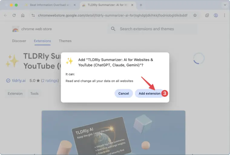 Add extension in Chrome Web Store